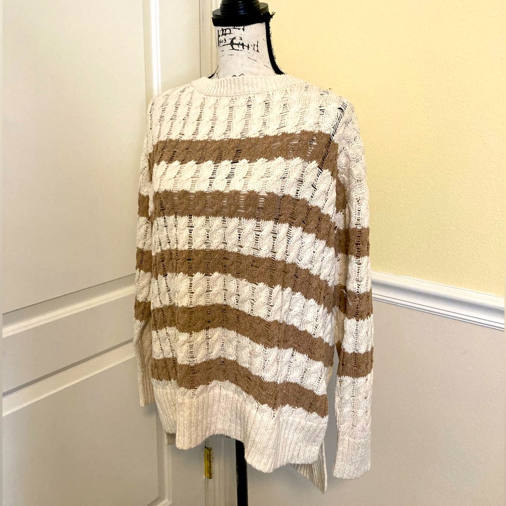 NEW PILCRO BROWN & CREAM KNIT SWEATER